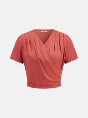 Commence  Rust Wrap-Style Short Sleeve Top
